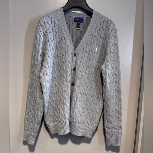 ralph lauren Cable-Knit Cotton V-Neck Cardigan - Picture 1 of 3